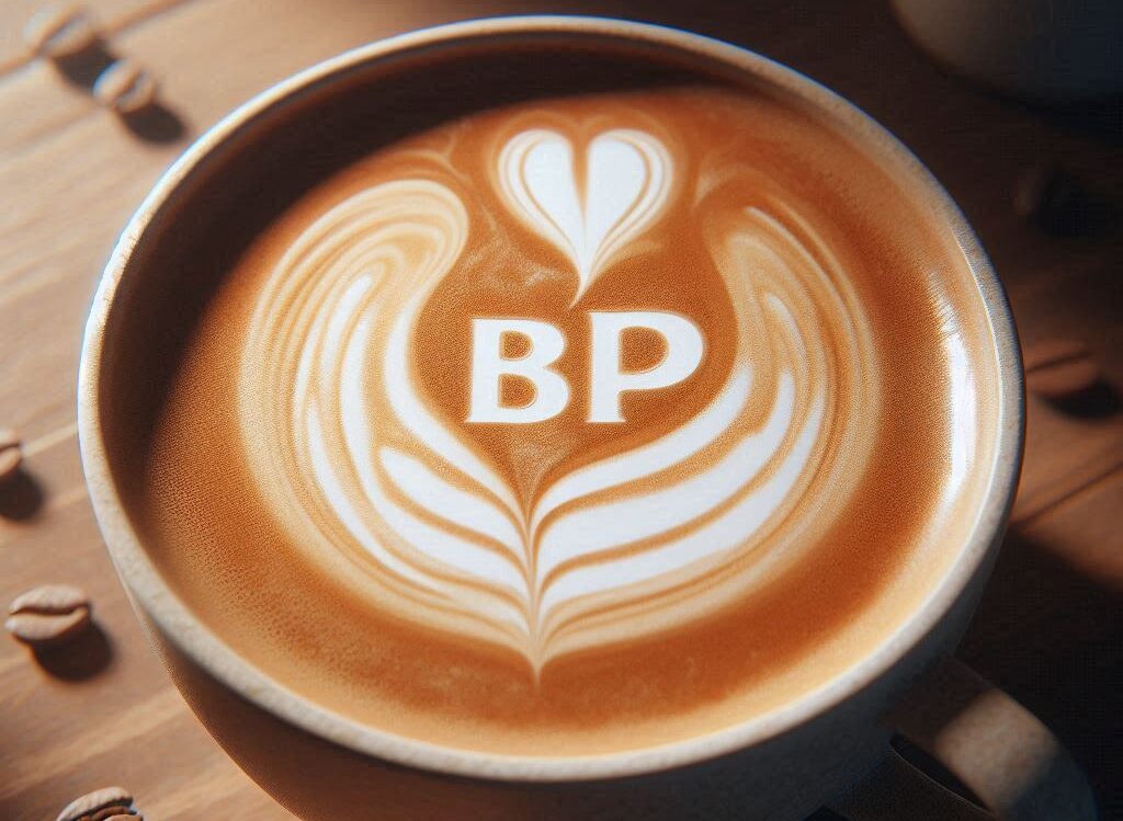 Cafè que a l'escuma hi ha les lletres BP